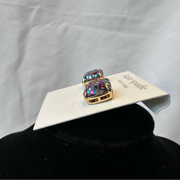 New Kate Spade - Small MultiGlitter Square Stud Earring - Picture 5 of 11